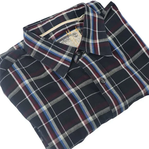 Timberland Men's Shirt LG 100% Cotton Plaid Long Sleeve Button - Picture 3 of 15